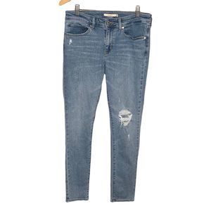 Levi's 711 Skinny Jeans Mid-Rise Medium Wash Faded Distressed Women's Size 30